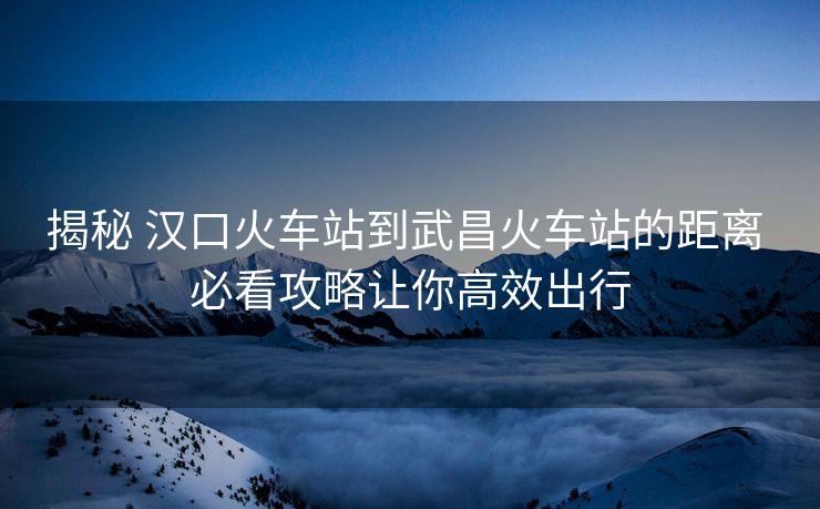 揭秘 漢口火車站到武昌火車站的距離 必看攻略讓你高效出行